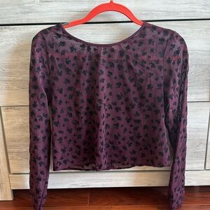 Aritzia Sunday best maroon and black long sleeve blouse